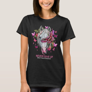 Camiseta Nunca desista do cavalo de conscientização do canc
