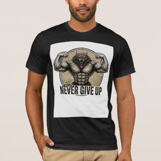 Camiseta NUNCA DESISTA – Poder de Lobo Musculoso   