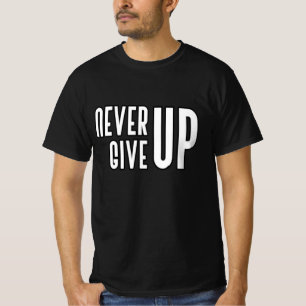 Camiseta "Nunca Desistir" design de citação motivacional