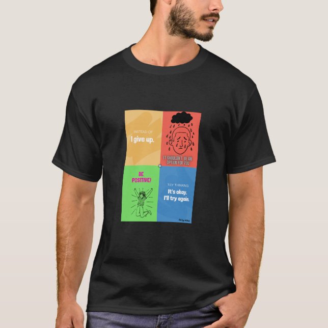Camiseta Nunca Desistir: Design de Colagem Motivacional (Frente)