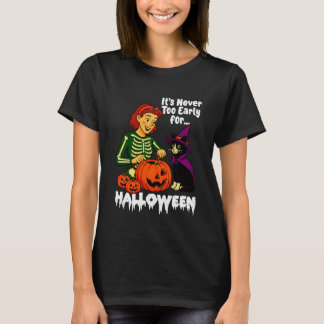 Camiseta Nunca É Muito Cedo para o Gato de Halloween Abóbor