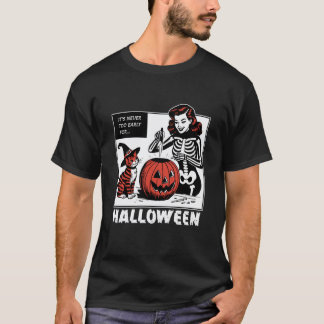 Camiseta Nunca é Tarde Demais para o Halloween, Gato Preto 