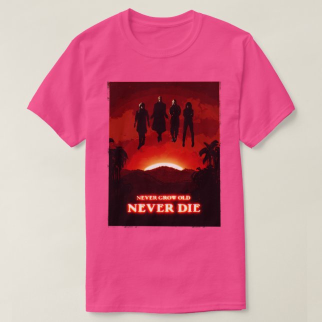 Camiseta Nunca envelhecer (Frente do Design)