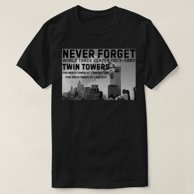 Camiseta Nunca Esqueça WTC Torres Gêmeas (Frente do Design)