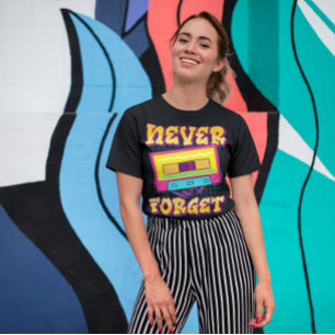 Camiseta Nunca Esquecer o Gráfico da Fita Cassete da Vintag