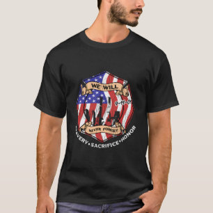 Camiseta Nunca Esqueceremos 9-11-01 Bravura Sacrifício Honr