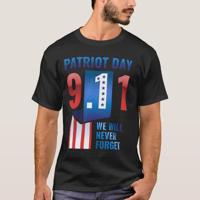 Camiseta Nunca Esqueceremos O Dia Patriótico 9-11 (Frente)
