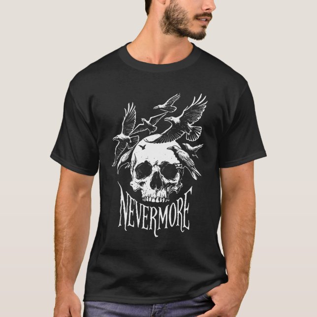 Camiseta Nunca Mais Crânio E Ravens (Frente)