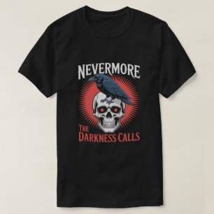 Camiseta Nunca mais Raven Raven Skull Gothic Horror Tee