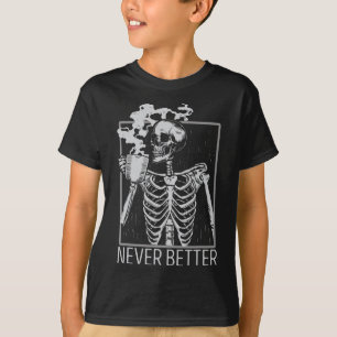 Camiseta Nunca Melhor Bebendo Skeletrificação Café Co