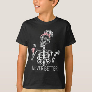 Camiseta Nunca Melhor Bebendo Skeletrificação Café Co