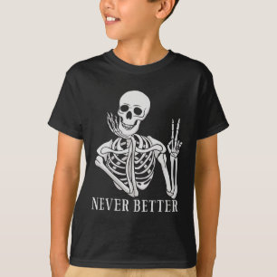 Camiseta Nunca Melhor Esqueleto Divertir O Céu De Halloween