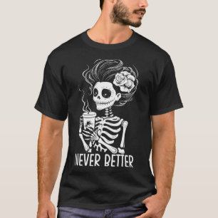 Camiseta Nunca Melhor Esquis Mulheres Bebendo Café Hallow