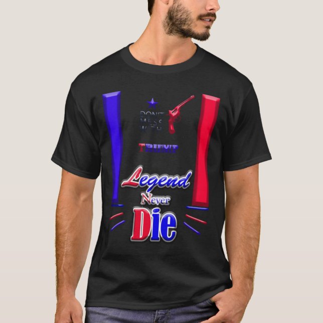 Camiseta Nunca Morra Em Pé Com Donald Trump (Frente)