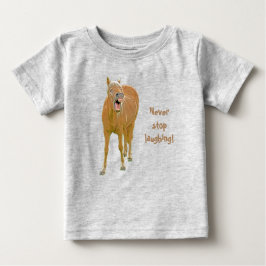 Camiseta Nunca pare de rir! Pintura de cavalo engraçada
