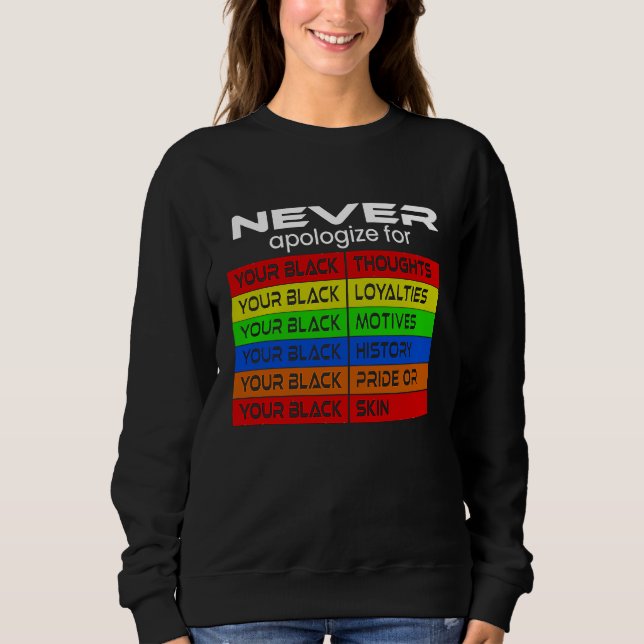 Camiseta Nunca Peça Desculpas Mês da História Negra BLM Mel (Frente)