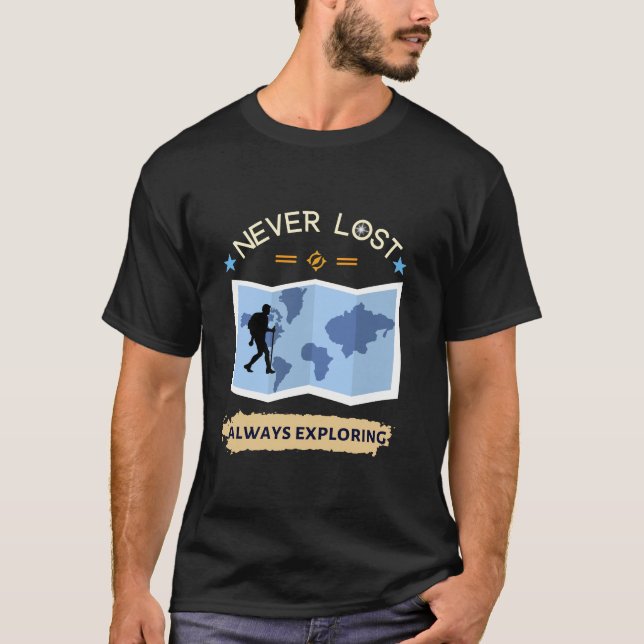 Camiseta Nunca perdido sempre explorando (Frente)