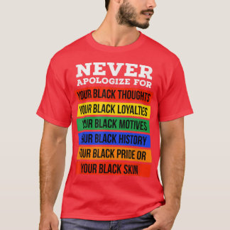 Camiseta Nunca Se Desculpe Pela Sua História Negra