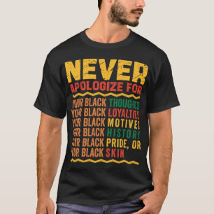 Camiseta Nunca Se Desculpe Pela Sua História Negra