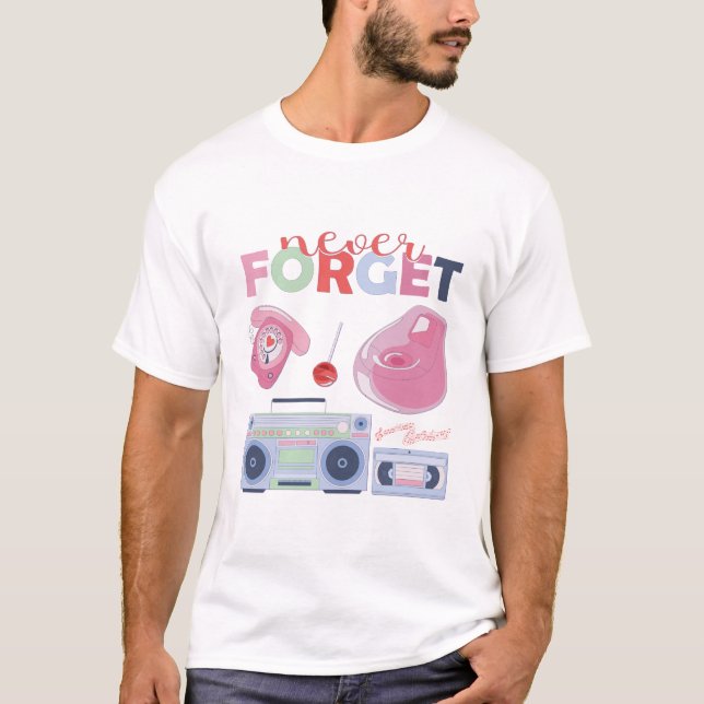 Camiseta Nunca se esqueça do CD VHS do disquete cassete (Frente)