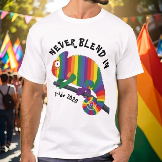 Camiseta Nunca se Misture Camaleão Arco-íris Orgulho (Criador carregado)