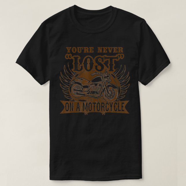 Camiseta Nunca se perde num motociclista (Frente do Design)