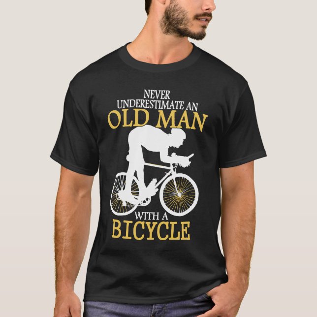 Camiseta Nunca Subestimar O Velho Bicicleta (Frente)
