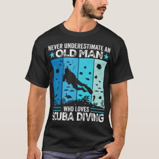 Camiseta Nunca Subestime um Homem Velho que Ama Scuba Div