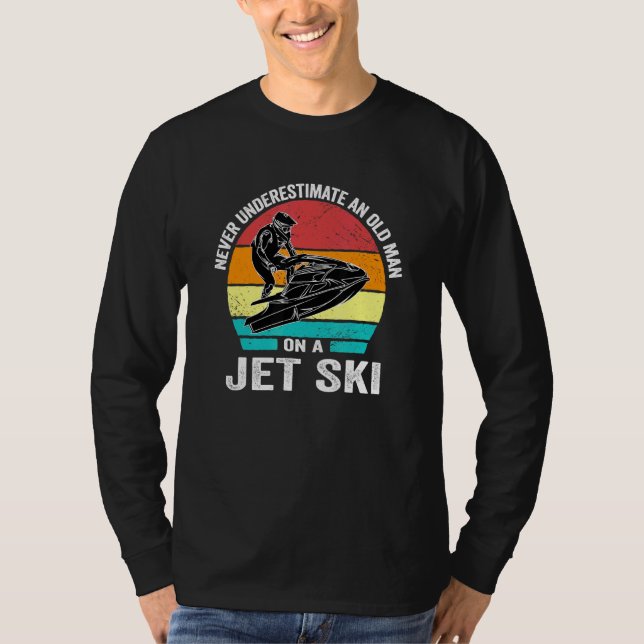 Camiseta Nunca subestime um idoso em um jato de esqui Vinta (Frente)