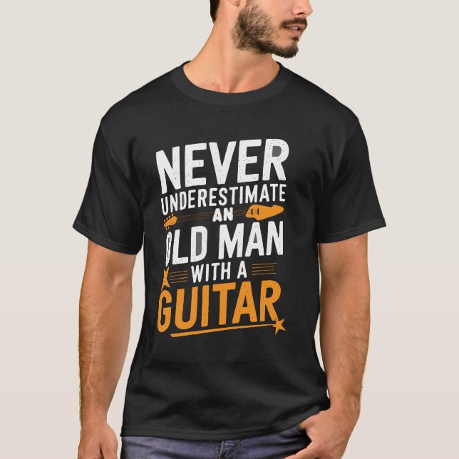 Camiseta Nunca subestime um Velho com Violão - Vin (Frente)