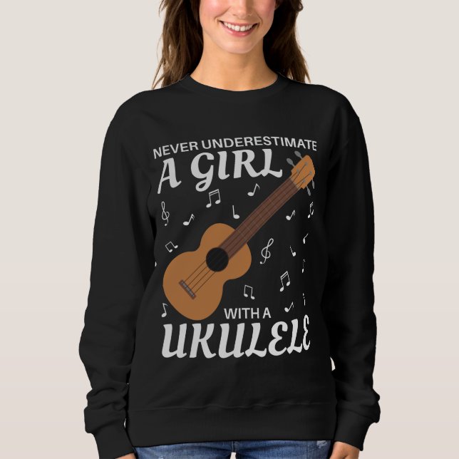 Camiseta Nunca Subestime Uma Garota Com Um Ukulele (Frente)
