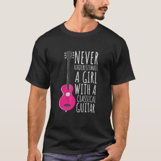 Camiseta Nunca Subestime Uma Garota Com Uma Guitarra Clássi