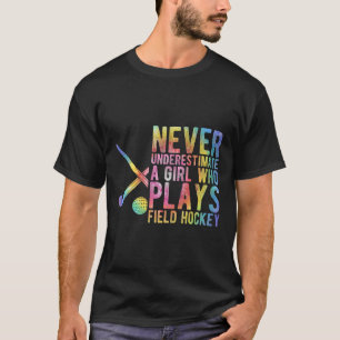 Camiseta Nunca Subestime Uma Menina Que Jogue Hóquei de Cam
