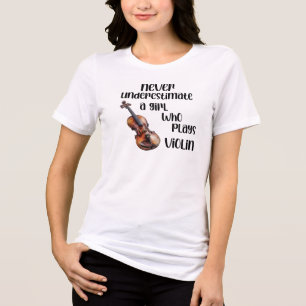 Camiseta Nunca Subestime Uma Menina Que Toca Violino