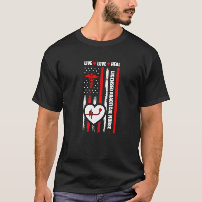 Camiseta Nurs De Lpn Médico Licenciados Por Sinalizador Dos (Frente)