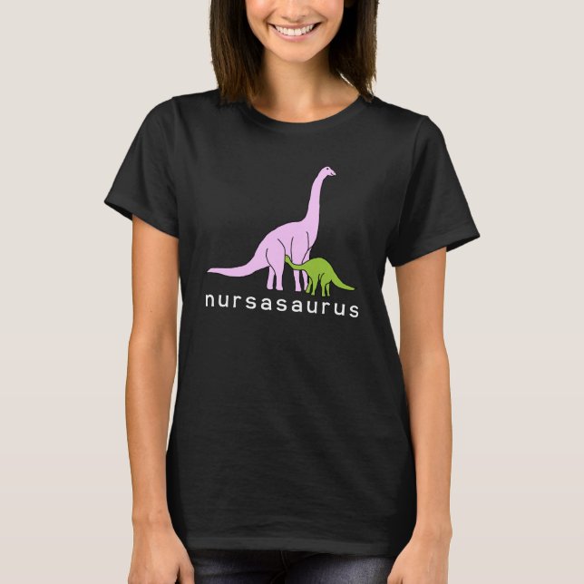 Camiseta Nursasaurus, dinossauro de nutrição (Frente)