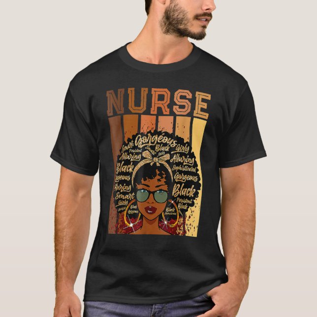 Camiseta Nurse Black History Queen Melanin Afro African Pri (Frente)