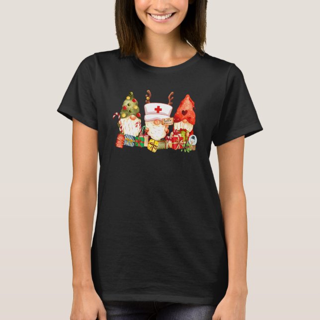 Camiseta Nurse Christmas Gnomes Cute Nurses Xmas Pajamas PJ (Frente)