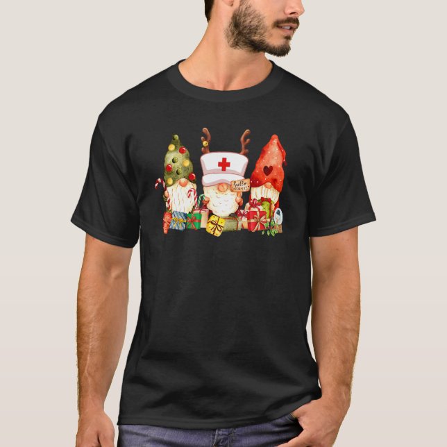Camiseta Nurse Christmas Gnomes Cute Nurses Xmas Pajamas PJ (Frente)