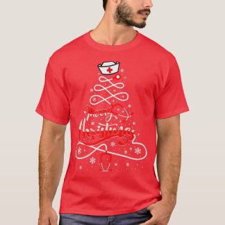 Camiseta Nurse Christmas Tree Stethoscope RN LPN Scrub Nurs