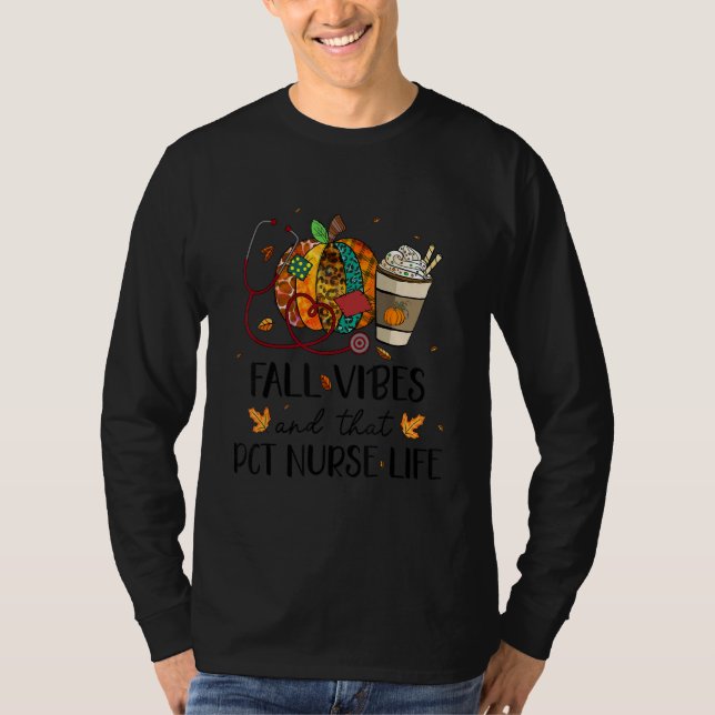 Camiseta Nurse Leopard Pumpkin Fall Vibes And That PCT Nurs (Frente)