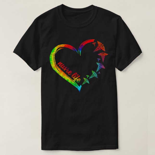 Camiseta Nurse Life Love Tie Dye Nursing Student RN Nurse H (Frente do Design)