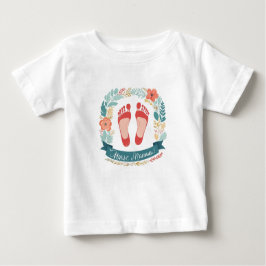 Camiseta Nurse Mamma with Baby Footprints and Floral Frame