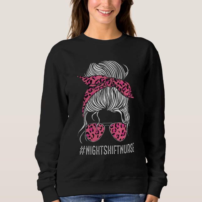 Camiseta Nurse Night Shift Pink Leopard Nursing Appreciatio (Frente)