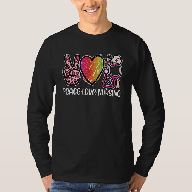Camiseta Nurse Peace Love Nursing School Graduation Cute Ne (Frente)
