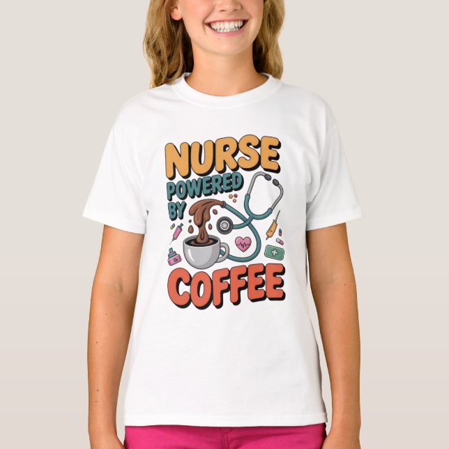 Camiseta Nurse Powered by Coffee (Frente)