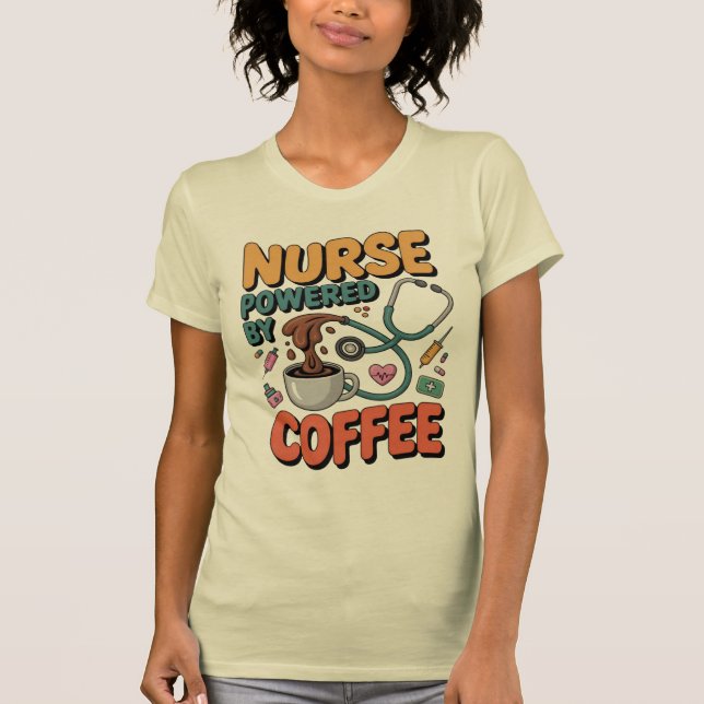Camiseta Nurse Powered by Coffee (Frente)