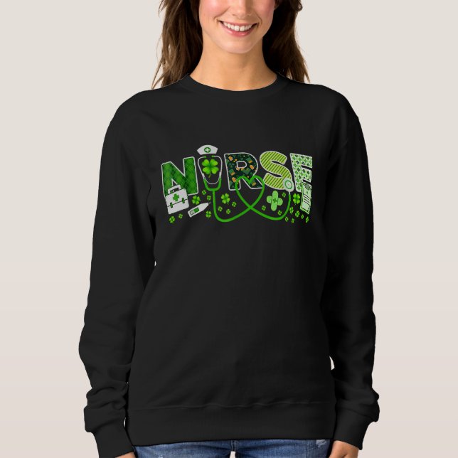 Camiseta Nurse St Patrick's Day Lucky Nurse Shamrock Love N (Frente)