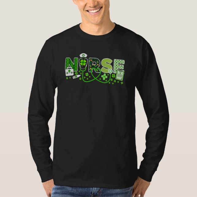 Camiseta Nurse St Patrick's Day Lucky Nurse Shamrock Love N (Frente)