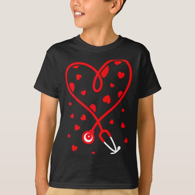 Camiseta Nurse Stethoscope Heart Valentine's Day Nursing  (Frente)